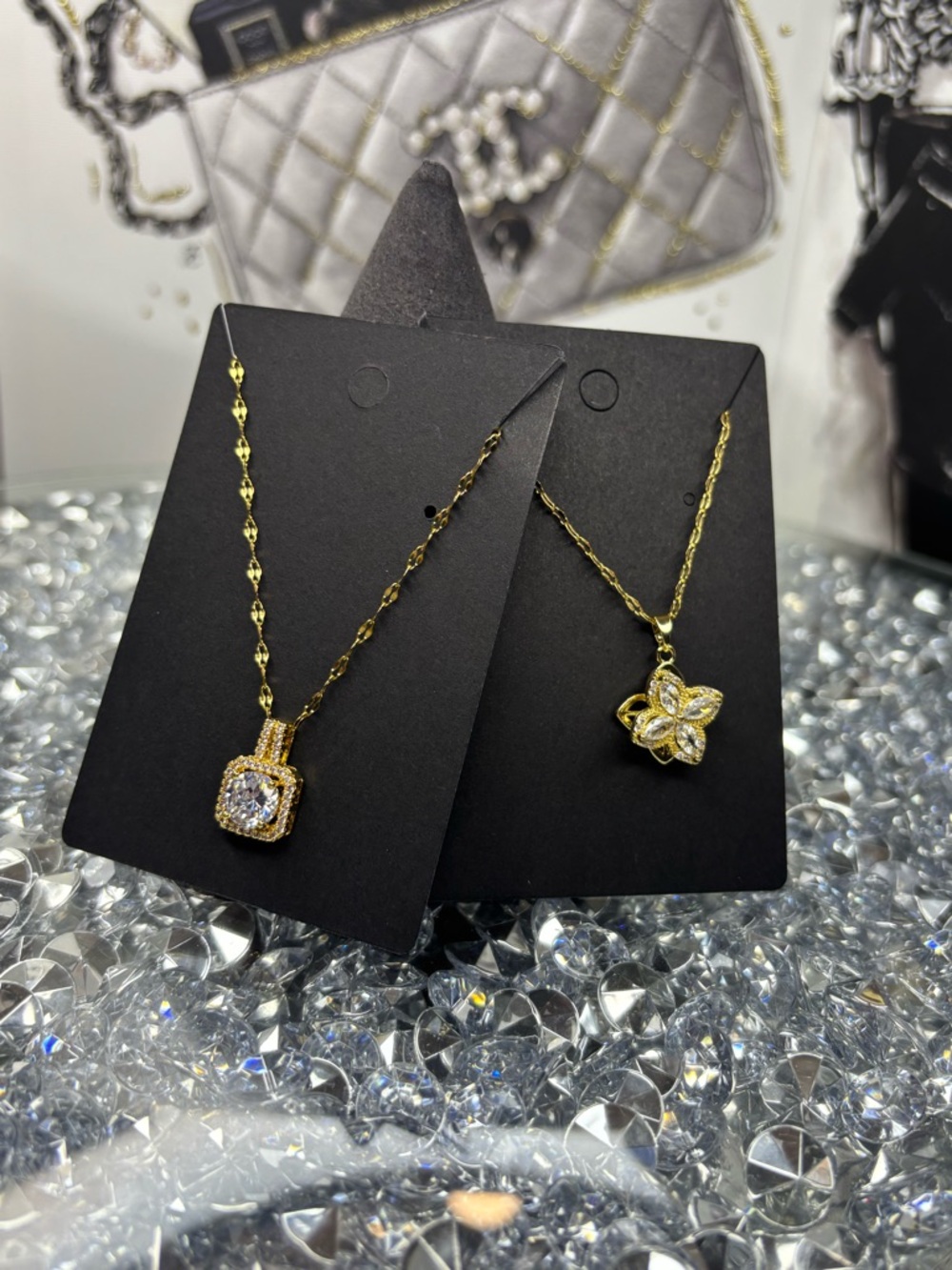 Gold-Tone Cubic Zirconia Pendant Necklaces (2) - Picture 8 of 8